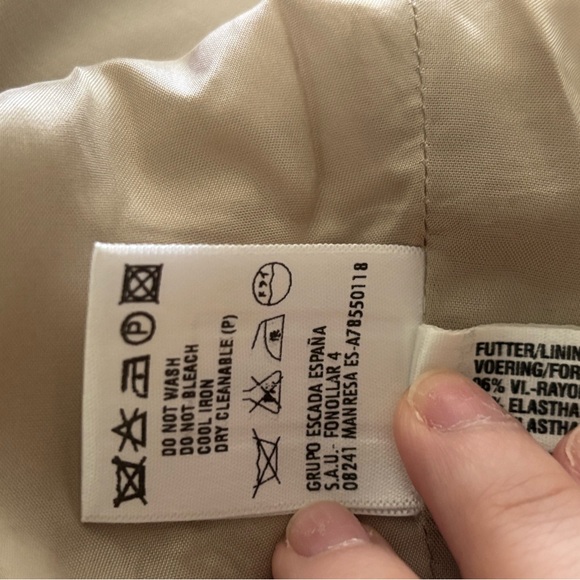 Escada US 16 Beige A-Line Pleated Cotton Midi Skirt - Picture 6 of 7